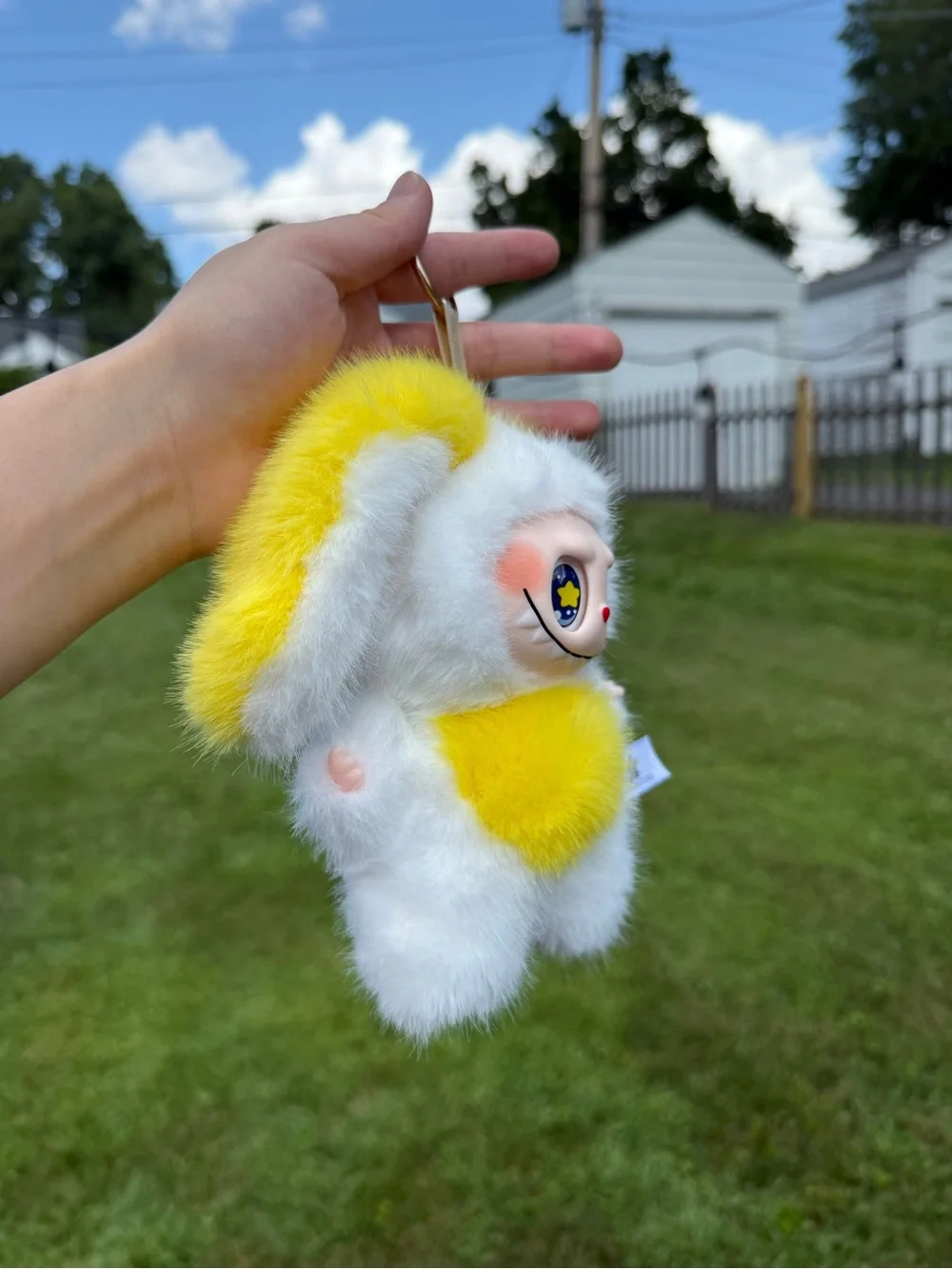 Yellow White Labubu Plush Bunny Toy-Stuffed Animal Collectible-Not Pop Mart